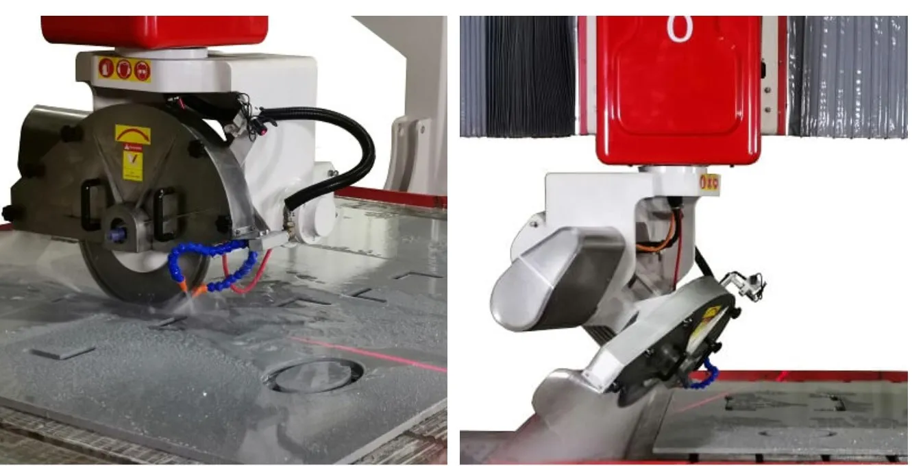 4 axis bridge saw machine head rotation tilting